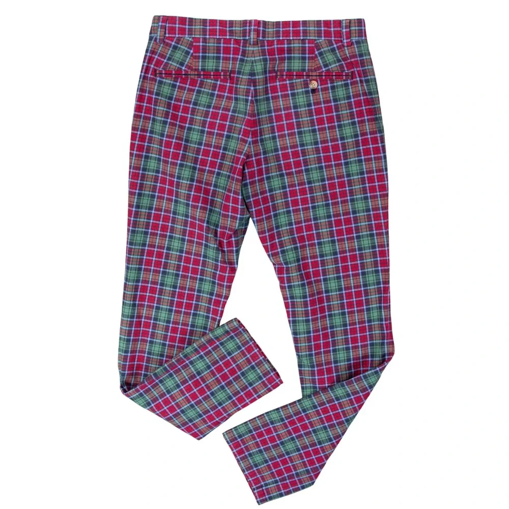 Vineyard Vines Mens 30x32 Slim Pant Red Green Plaid Tartan Golf Chino Trousers